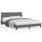 vidaXL Estructura cama con luces LED terciopelo gris oscuro 160x200 cm vidaXL Estructura cama con luces LED terciopelo gris oscuro 160x200 cm