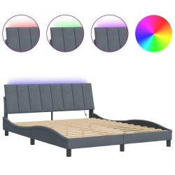 vidaXL Estructura cama con luces LED terciopelo gris oscuro 160x200 cm
