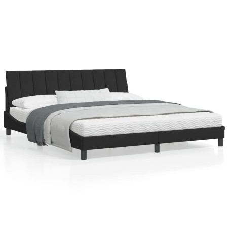 vidaXL Estructura de cama con luces LED terciopelo negro 180x200 cm