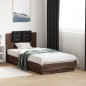 vidaXL Estructura de cama cabecero luces LED marrón roble 90x190 cm