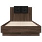 vidaXL Estructura de cama cabecero luces LED marrón roble 90x190 cm