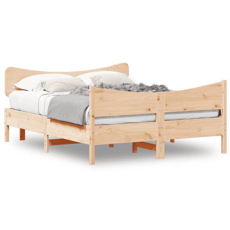 vidaXL Estructura de cama con cabecero madera maciza pino 160x200 cm