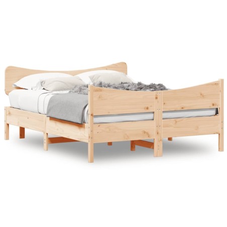 vidaXL Estructura de cama con cabecero madera maciza pino 160x200 cm