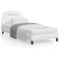 vidaXL Estructura de cama con cabecero cuero sintético blanco 90x200cm vidaXL Estructura de cama con cabecero cuero sintético blanco 90x200cm