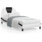 vidaXL Estructura cama cabecero cuero sintético blanco negro 90x200 cm vidaXL Estructura cama cabecero cuero sintético blanco negro 90x200 cm