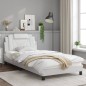 vidaXL Estructura de cama cabecero cuero sintético blanco 100x200 cm vidaXL Estructura de cama cabecero cuero sintético blanco 100x200 cm