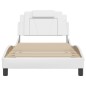 vidaXL Estructura de cama cabecero cuero sintético blanco 100x200 cm vidaXL Estructura de cama cabecero cuero sintético blanco 100x200 cm
