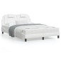 vidaXL Estructura de cama cabecero cuero sintético blanco 120x200 cm
