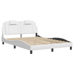 vidaXL Estructura de cama cabecero cuero sintético blanco 120x200 cm