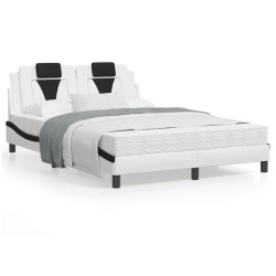 vidaXL Estructura cama cabecero cuero sintético blanco negro 120x200cm