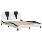 vidaXL Estructura cama cabecero cuero sintético blanco negro 120x200cm