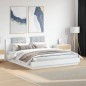 vidaXL Estructura cama con cabecero madera ingeniería blanco 200x200cm vidaXL Estructura cama con cabecero madera ingeniería blanco 200x200cm