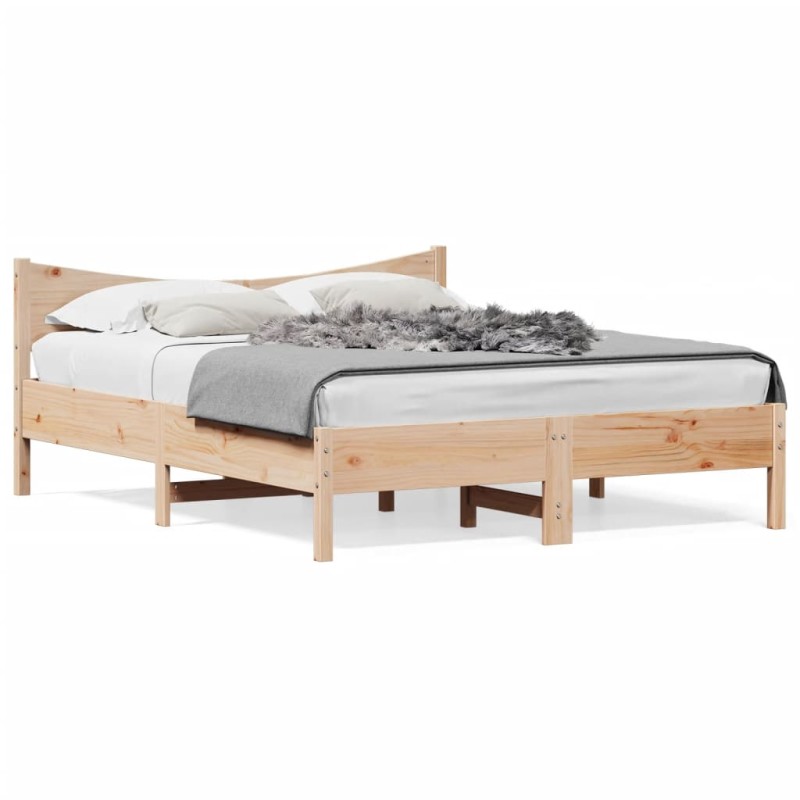 vidaXL Estructura de cama con cabecero madera maciza pino 160x200 cm vidaXL Estructura de cama con cabecero madera maciza pino 160x200 cm