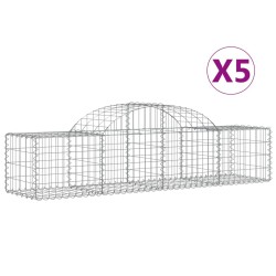 vidaXL Cestas de gaviones 5 uds forma de arco hierro 200x50x40/60 cm