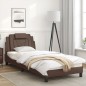 vidaXL Estructura cama con luces LED cuero sintético marrón 90x200 cm