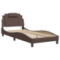 vidaXL Estructura cama con luces LED cuero sintético marrón 90x190 cm vidaXL Estructura cama con luces LED cuero sintético marrón 90x190 cm