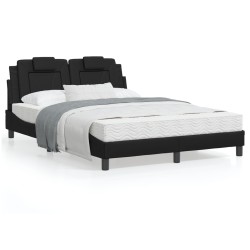 vidaXL Estructura cama con luces LED cuero sintético negro 120x200 cm