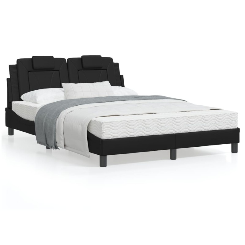 vidaXL Estructura cama con luces LED cuero sintético negro 120x200 cm vidaXL Estructura cama con luces LED cuero sintético negro 120x200 cm