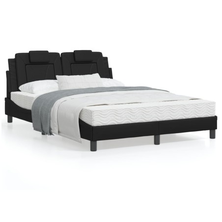 vidaXL Estructura cama con luces LED cuero sintético negro 120x200 cm