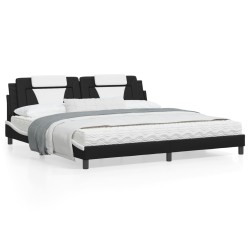 vidaXL Estructura cama con LED cuero sintético negro blanco 200x200 cm