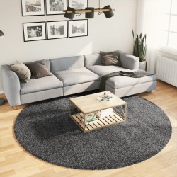 vidaXL Alfombra de pelo corto OVIEDO gris antracita Ø 240 cm