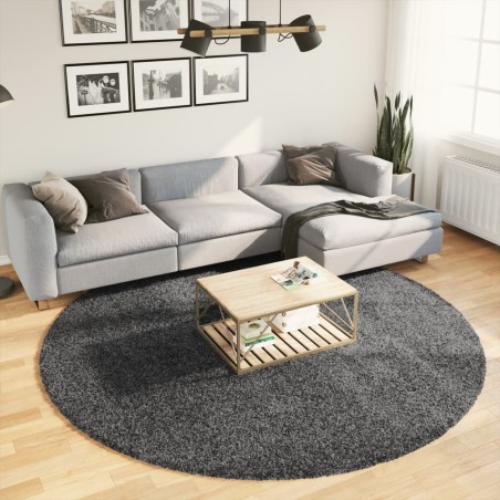 vidaXL Alfombra de pelo corto OVIEDO gris antracita Ø 240 cm