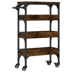 vidaXL Carrito de cocina madera ingeniería roble ahumado 53x20x76 cm