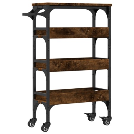 vidaXL Carrito de cocina madera ingeniería roble ahumado 53x20x76 cm