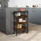 vidaXL Carrito de cocina madera ingeniería roble ahumado 53x20x76 cm vidaXL Carrito de cocina madera ingeniería roble ahumado 53x20x76 cm