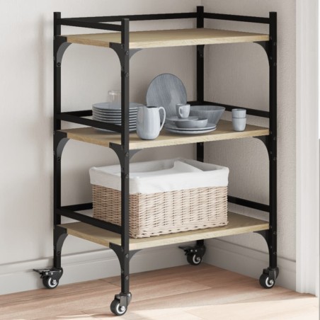 vidaXL Carrito de cocina madera ingeniería roble Sonoma 50x35x75,5 cm