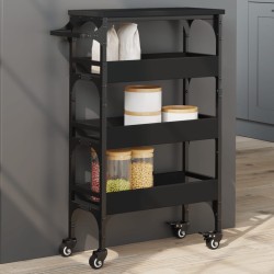vidaXL Carrito de cocina madera de ingeniería negro 53x20x76 cm