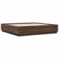 vidaXL Estructura de cama con luces LED madera roble marrón 200x200 cm vidaXL Estructura de cama con luces LED madera roble marrón 200x200 cm