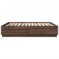 vidaXL Estructura de cama con luces LED madera roble marrón 200x200 cm vidaXL Estructura de cama con luces LED madera roble marrón 200x200 cm