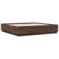 vidaXL Estructura de cama con luces LED madera roble marrón 200x200 cm vidaXL Estructura de cama con luces LED madera roble marrón 200x200 cm