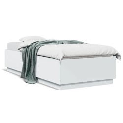 vidaXL Estructura de cama con LED madera ingeniería blanco 100x200 cm