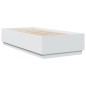 vidaXL Estructura de cama con LED madera ingeniería blanco 100x200 cm vidaXL Estructura de cama con LED madera ingeniería blanco 100x200 cm
