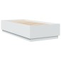 vidaXL Estructura de cama con LED madera ingeniería blanco 100x200 cm vidaXL Estructura de cama con LED madera ingeniería blanco 100x200 cm