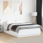 vidaXL Estructura de cama con LED madera ingeniería blanco 150x200 cm vidaXL Estructura de cama con LED madera ingeniería blanco 150x200 cm