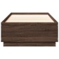 vidaXL Estructura de cama con luces LED madera roble marrón 90x200 cm