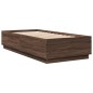 vidaXL Estructura de cama con luces LED madera roble marrón 90x200 cm