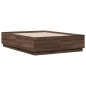 vidaXL Estructura cama con luces LED madera marrón roble 120x190 cm