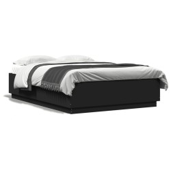 vidaXL Estructura cama con luces LED madera ingeniería negro 120x200cm