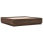 vidaXL Estructura cama con luces LED madera marrón roble 180x200 cm