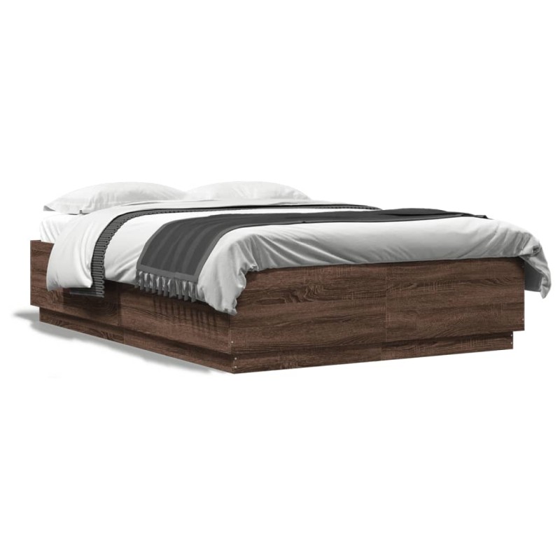 vidaXL Estructura de cama madera de ingeniería marrón roble 150x200 cm vidaXL Estructura de cama madera de ingeniería marrón roble 150x200 cm