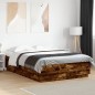 vidaXL Estructura de cama madera de ingeniería roble ahumado 150x200cm vidaXL Estructura de cama madera de ingeniería roble ahumado 150x200cm