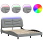 vidaXL Estructura de cama con luces LED tela gris claro 120x200 cm vidaXL Estructura de cama con luces LED tela gris claro 120x200 cm