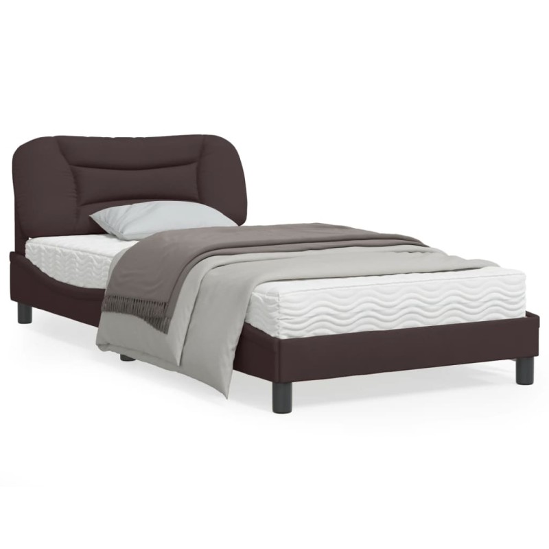 vidaXL Estructura de cama con luces LED tela marrón oscuro 100x200 cm vidaXL Estructura de cama con luces LED tela marrón oscuro 100x200 cm