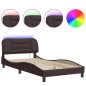 vidaXL Estructura de cama con luces LED tela marrón oscuro 100x200 cm vidaXL Estructura de cama con luces LED tela marrón oscuro 100x200 cm