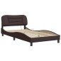 vidaXL Estructura de cama con luces LED tela marrón oscuro 100x200 cm vidaXL Estructura de cama con luces LED tela marrón oscuro 100x200 cm