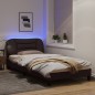 vidaXL Estructura de cama con luces LED tela marrón oscuro 100x200 cm vidaXL Estructura de cama con luces LED tela marrón oscuro 100x200 cm